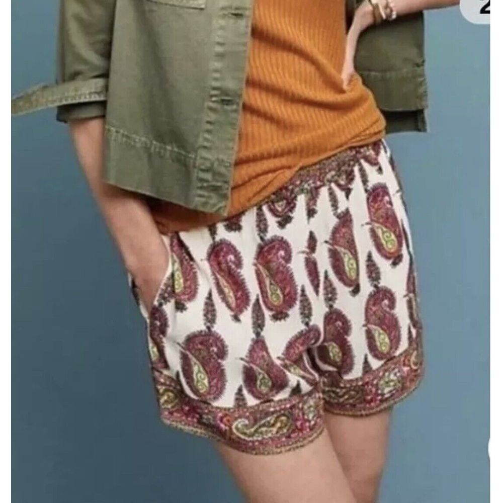 Anthropologie Ett:Twa Paisley Scarf Print Boho Shorts with Pockets sz‎ S